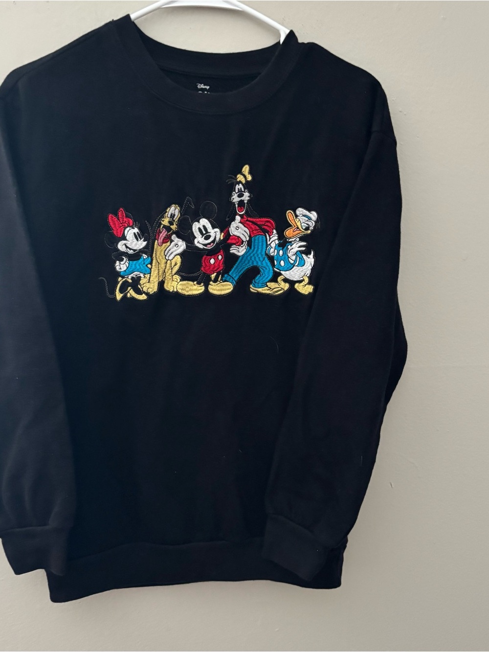 Disney Mickey & Friends Embroidered Black Crewneck Sweatshirt XS